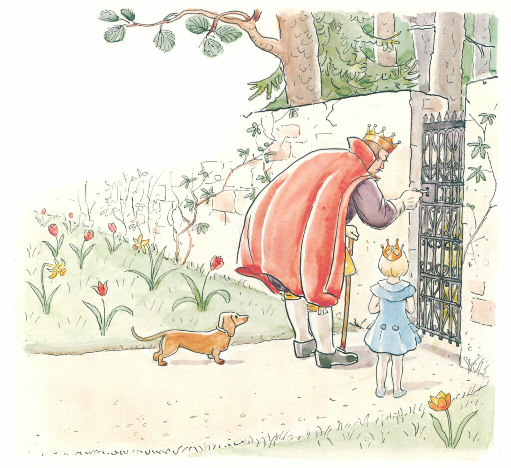 King Opening A Gate Little Princess Waiting Princess Sylvie 02