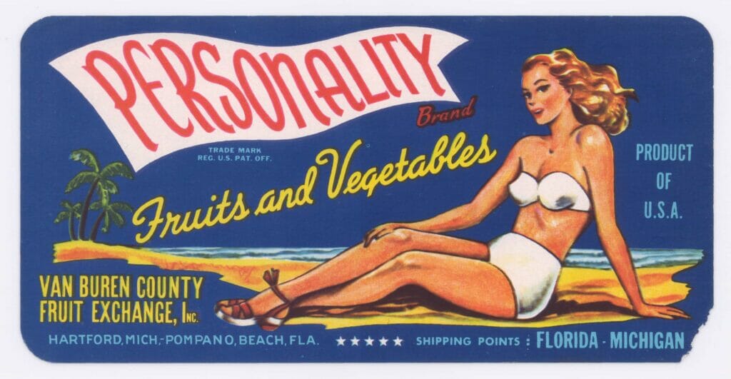 Personality Brand Fruits And Vegetables Vintage Crate Label