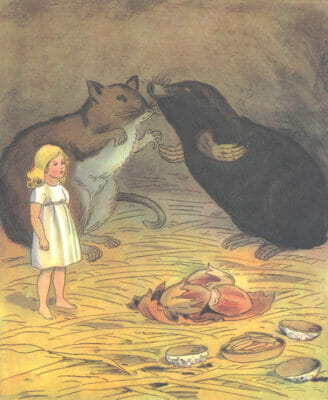 Thumbelina Little Girl A Girl In A Hole With A Mouse And A Mole Illustration09