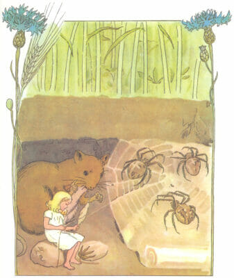 Thumbelina Little Girl Taking A Spiders Web Illustration12