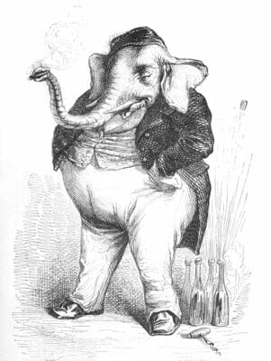Vintage Anthropomorphic Illustration Of A Elephant