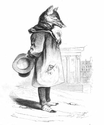 Vintage Anthropomorphic Illustration Of A Fox In A Coat And Glasses