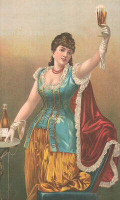Vintage Beer Advertising Woman Holding A Beer