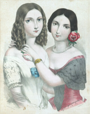 Vintage Portrait Illustration Of Two Women