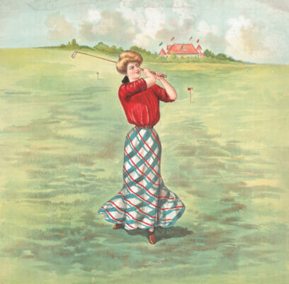 Woman Playing Golf Vintage Golf Illustration